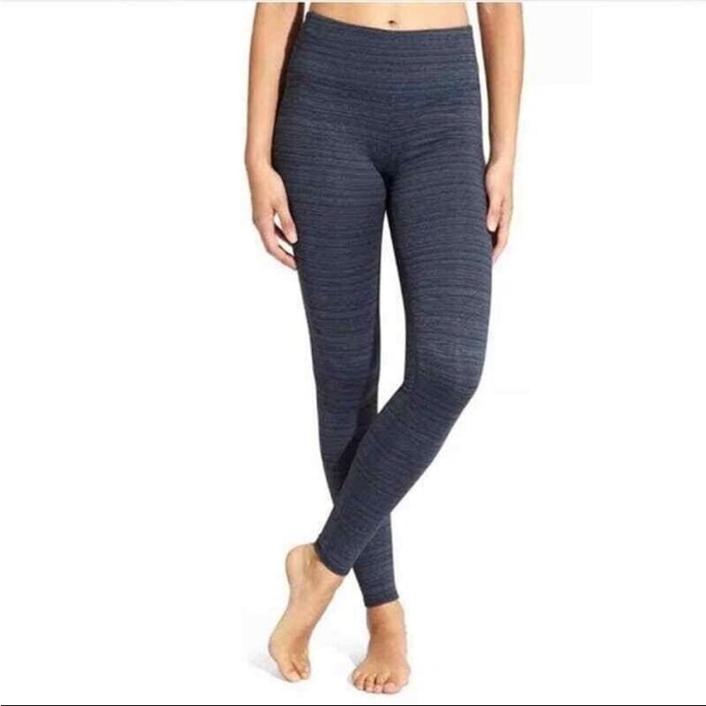 Athleta High Rise Jacquard Chaturanga Tight M Blue Textured Leggings